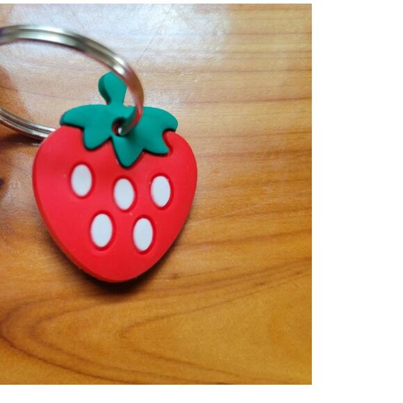 Pink Strawberry-Themed Coin Purse – 2000s Style Pouches with Keychain Zipper - Picture 3 of 5